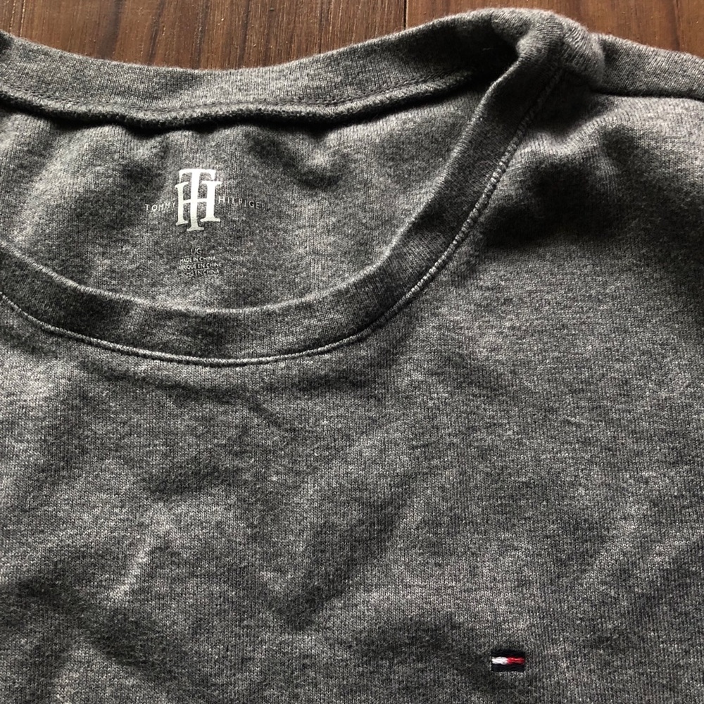 Gray Embroidered Tommy Hilfiger Knitted Shirt